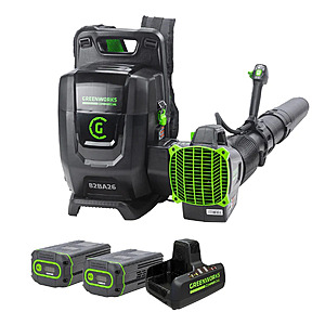 Greenworks 82V 195 mph 690 CFM Dual-Port Backpack Blower (2) 5.0 ah batteries and dual-port charger $255