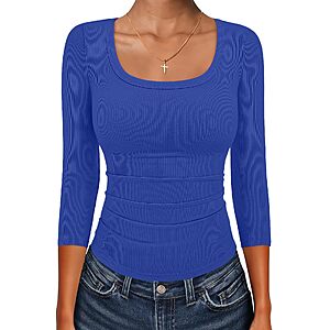 Amazon – GKBK Women's 3/4-Sleeve Ribbed Scoop-Neck Top - $4.99-$9.59 w/ Code