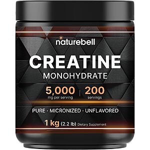 NatureBell Micronized Creatine Monohydrate Powder, 200 Servings (1kg/2.2lb) $20.37 Subscribe and Save