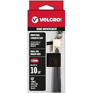 $3.57* | VELCRO 4'x2'' Roll Indoor/Outdoor Industrial Strength Tape (Black) at Amazon