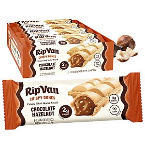 [S&S] Rip Van Crispy Dunes Vegan Chocolate Hazelnut Wafer Sticks – Low-Calorie Keto Snack with Hazelnut Cream Filling, 90 Calories, Non-GMO, Prebiotic Fiber - 12 Pack $12.6