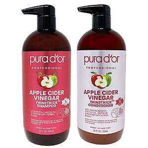 Pura d'or Apple Cider Vinegar Thin2Thick Clarifying and Detoxing Shampoo & Conditioner Duo $23.99 Free Shipping Costco.com