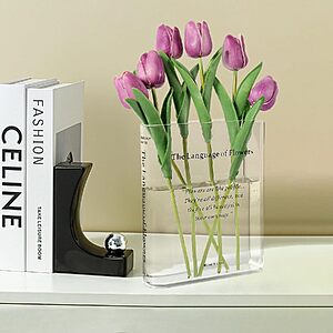 Alpharan Book-Shaped Clear Acrylic Flower Vase $6.48 + Free Shipping w/ Prime or on $35+