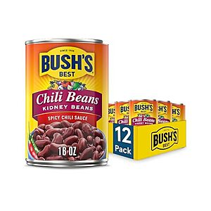 [SnS, AC] $14.49 | 12-Pack 16-Oz Bush's Best Canned Spicy Dark Red Chili Beans at Amazon ($1.21 each)