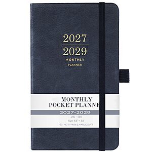 BooQool 2027-2029 3-Year Monthly Pocket Planner (Blue) $6.29 + Free Shipping w/ Prime or on $35+