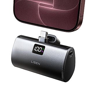 6800mAh 22.5W Lisen USB-C Mini Capsule Portable Charger (Grey) $15.99 + Free Shipping w/ Prime or on $35+