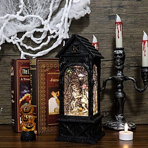 Eldnacele Halloween Ghost Projection Snow Globe Lantern with 6 Hour Timer | Battery Operated USB Powered, Lighted Water Glittering Snow Globe Lamp, Spooky Fall $18.99