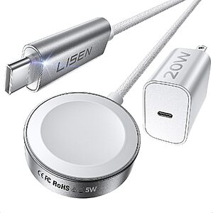 5W 3.3' Lisen USB-C Apple Watch Fast Charger w/ 20W Wall Plug $7.99 + Free Shipping w/ Prime or on $35+