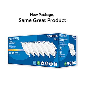 6-Pack Utilitech 6" 850-Lumen Color Selectable Dimmable LED Canless Recessed Downlight $35.99 + Free Shipping