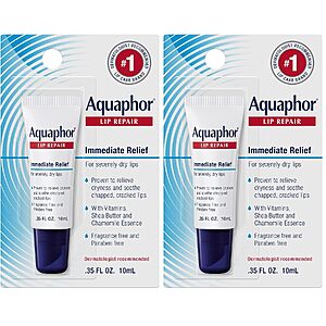 2-Pack 0.35-Oz Aquaphor Lip Repair Ointment Tubes $4.52 w/ S&S + Free Shipping w/ Prime or on $35+