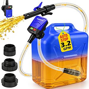 SEDY Battery-Operated Automatic Fuel Transfer Pump w/ Auto-Stop & 48" Hose (Various Colors) $19.99 + Free Shipping w/ Prime or on $35+