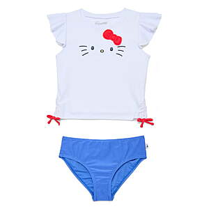 Wonder Nation Girls Hello Kitty Character Rash Guard Top and Bikini Bottoms Set, 2-Piece $3.72