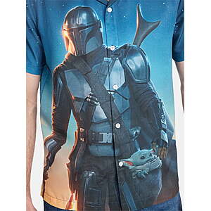 The Mandalorian Men's Mando Landscape Graphic Button-Up Shirt $7.48
