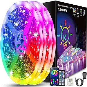 $9.99* | 2-Pack 50' Keepsmile RGB LED Strip Lights w/ Bluetooth Smart App Control at Amazon