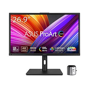 ASUS ProArt PA27DCE-K 27 Inch 4K RGB OLED Professional Monitor for Mac | UHD, QD-OLED, 99% DCI-P3, HLG, ΔE < 1 $1199