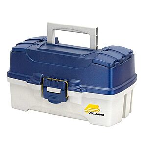 $11.98: Plano 2-Tray Tackle Box with Dual Top Access, Blue Metallic/Off White at Amazon