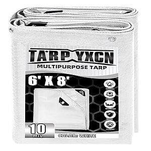 6'x8' 10-Mil Waterproof Poly Tarp (White) $7.49 + Free Shipping w/ Prime or on $35+