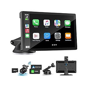 $35.19, FS PRIME, 9" Wireless CarPlay Android Auto w/ Dash Cam, Woot!
