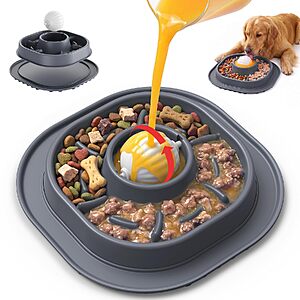 2-in-1 PandaTOP Slow Feeder Dog Bowl w/ Rolling Lick Ball $8.49 + Free Shipping w/ Prime or on $35+