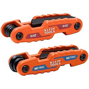2-Pc Klein Tools Compact Folding Hex Key Kit (SAE & Metric) $15