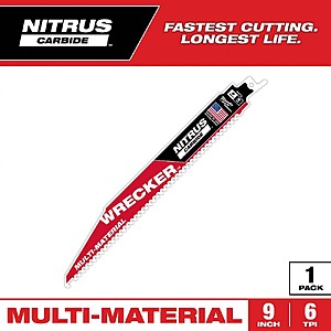Select Home Depot: Milwaukee 9 in. WRECKER Nitrus Carbide Sawzall Blade $5.39
