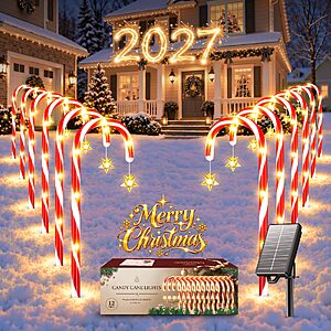 Kelme 12 Pack Solar Candy Cane Lights - $19.99 AC
