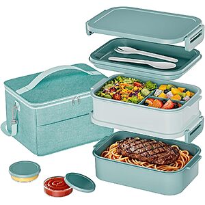 [Prime] 74-Oz DaCool All-in-One 3-Layer Sackable Bento Box w/ Lunch Bag (Green) $9.08 + Free Shipping