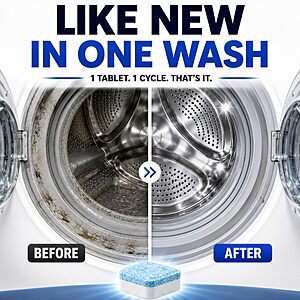 $4.79 15% S&S, $5.50 5% S&S, CLIP Q: Washer Cleaner 24 Tablets For Front Loader And Top Load HE - Active Formula Tub Descaler