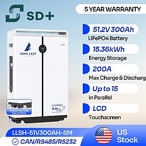 SANDISOLAR 15.36kWh 51.2V 300Ah LiFePO4 Battery (2-Pack). 200Amp BMS. For Whole Home / Commercial Backup Power, off-grid solar. $3669 + Free Freight S/H