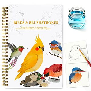 16-Sheet 140-Lb Paper Creazic Pre-Sketched Bird Watercolor Workbook for Beginners $3.99 + Free Shipping w/ Prime or on $35+