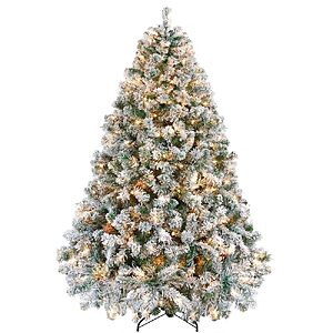 Yaheetech 6ft Pre-Lit Snow Flocked Artificial Christmas Tree, 250 Lights $76.99