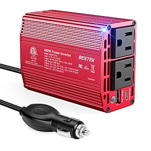 BESTEK 400W Car Power Inverter 12V to 110V Car Charger Plug Adapter [Red] $23.09 + Free Shipping