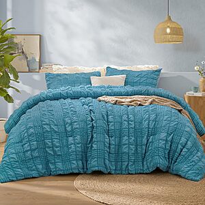 3-Piece Bedelite All-Season Seersucker Queen Comforter Set (Cream, Blue Fog) $17.99 + Free Shipping w/ Prime or on $35+