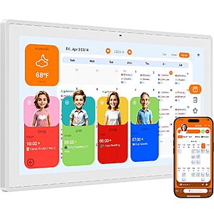 15.6" Pastigio FHD Touchscreen Digital Family Calendar w/ AI Scheduling, Chore Chart & Photo Frame (White) $98.58 + Free Shipping