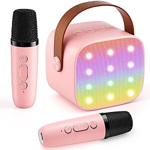 Mini Karaoke Machine, 2026 TOP Kids Portable Bluetooth Karaoke Machine | For 3 4 5 6 7 8 9 10 11 12+Years Old,with 2 Wireless Microphones $9.99