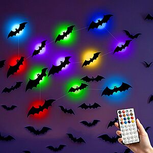 Amazon – ECOHDT 48-Piece Halloween Bat Decor w/ 12 LED String Lights - $9.99 w/ Code