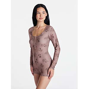 Peanuts Snoopy Women's One Piece Sleep Romper (Chocolate Malt, Sizes XS-3X) $6.39 + Free S&H w/ Walmart+ or on $35+