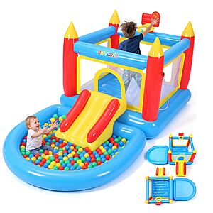 PRIME MEMBERS: AKEYDIY 6-in-1 Inflatable Bounce House with Overhead Sprinkler & Slide - Detachable Ball Pit $109.49 AC