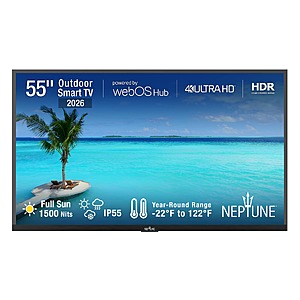 55" Neptune 4K Full Sun Outdoor Smart TV w/ Tilting Wall Mount (2024) $713.99 + Free Shipping