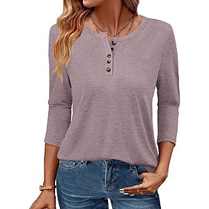 Amazon – GKBK Women’s 3/4-Sleeve Henley Tunic Top - $4.94 w/ Code