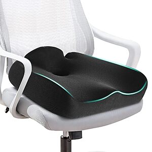LALUCREATE Large Memory Foam Seat Cushion w/ Rear Cutout & Non-Slip Cover (Black) $15.98 + Free Shipping w/ Prime or on $35+