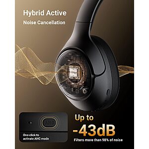 wegear Hybrid Active Noise Cancelling Headphones, Wireless ANC Bluetooth 5.4 Over Ear Headphones $18.99