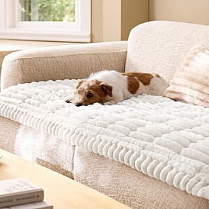 Bedsure Comfyfleece Non-Slip Plush Quilted Sofa Cover for Pets w/ 300GSM Padding (27.6" x 59", Powder White) $15.99 + Free Shipping w/ Prime or on $35+