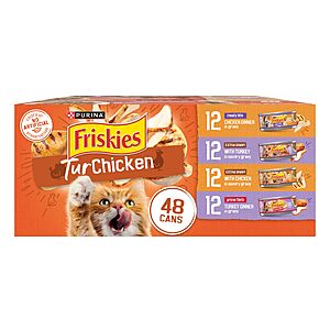 $94.35 S&S/Q, get $25 AMAZON Credit Free Ship for ALL: 128 cans of select FRISKIES WET CAT FOOD 5.5 oz cans