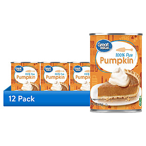 12-Pack 15-Oz Great Value 100% Pure Pumpkin $11.40 + Free Shipping