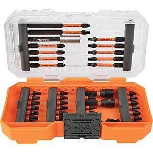 Klein Tools 33801 Impact Driver Bit Set with Magnetic Nut Drivers, 40-Piece | ProFlex S2 Steel Phillips, Slotted, Square, TORX Bits with Case, MODBox Compatible $19.99