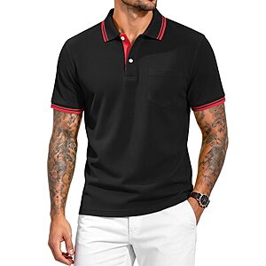 SECOOD Men's Golf Performance Moisture-Wicking Fast-Dry Polo - $9.99 AC