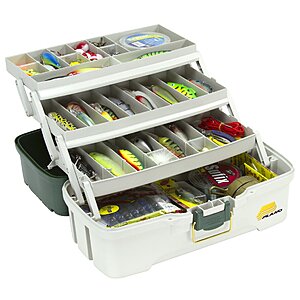 Plano 3-Tray Tackle Box with Dual Top Access, Dark Green Metallic/Off White, Premium Tackle Storage $14.98