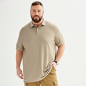 Big & Tall Sonoma Goods For Life Men's Short Sleeve Pique Polo (Beige) $4.49 at Kohl's w/ Free Store Pickup