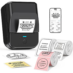 PM240 Label Maker Machine, Black, 3 Rolls with 40x30mm White Labels $12.99 + Free Shipping